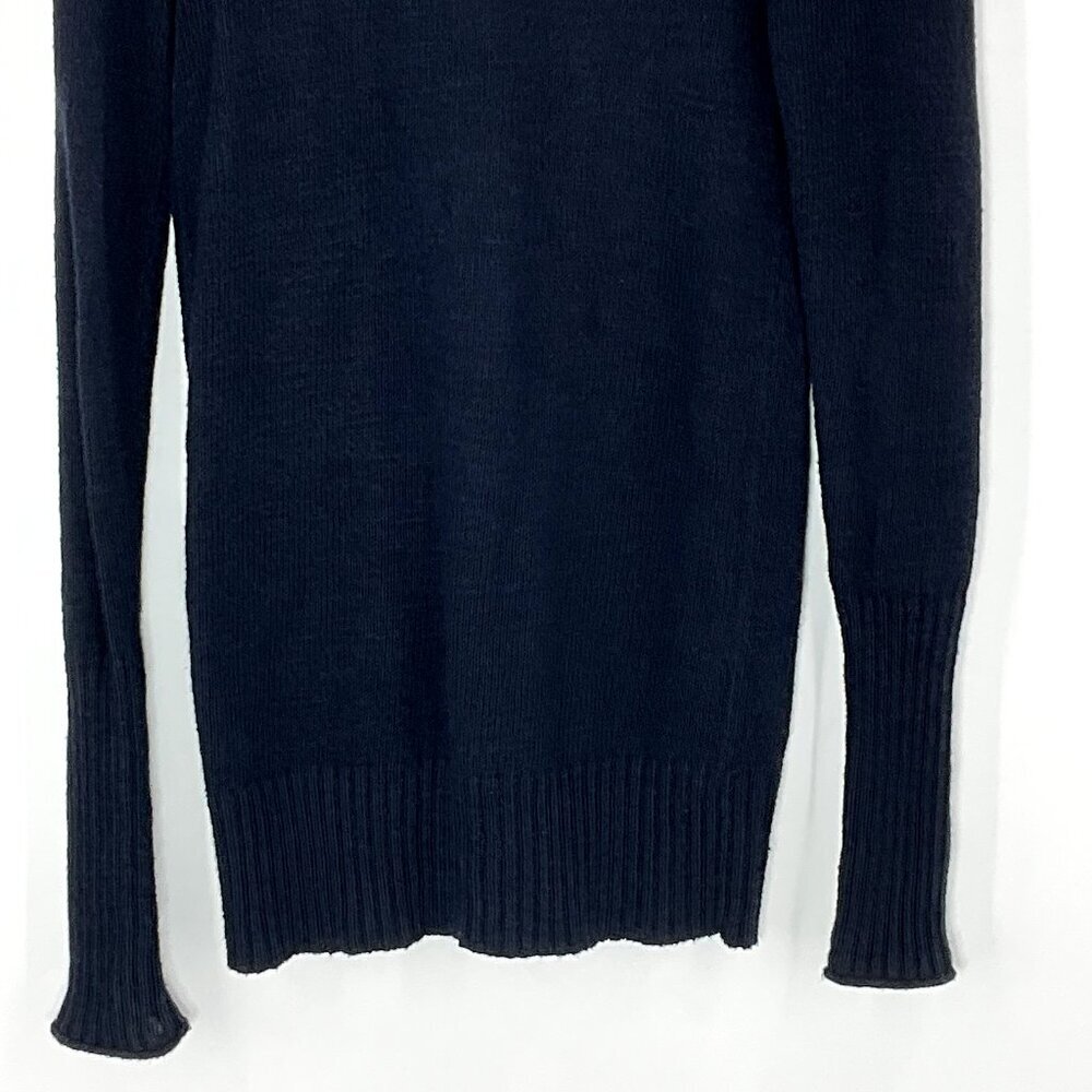 Abercrombie & Fitch Sweater Women Medium Navy V-Neck 100% Cotton Pullover - Picture 4 of 12